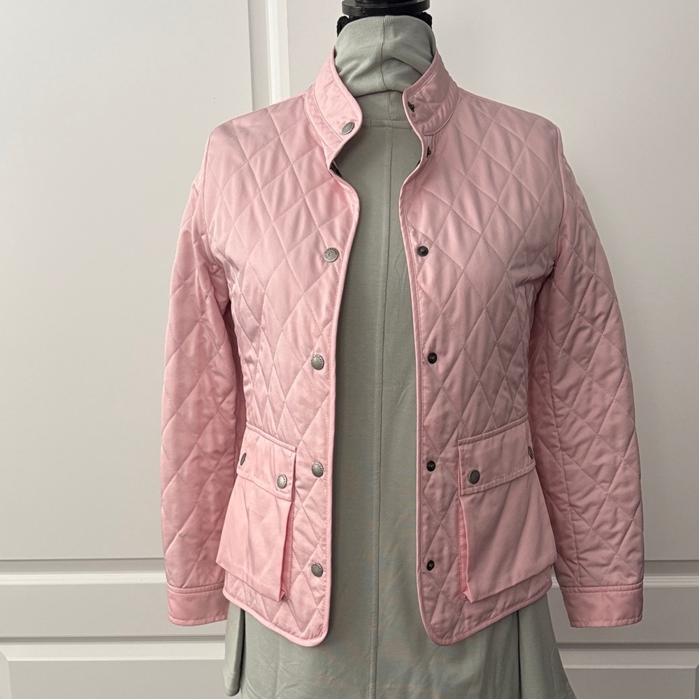 Burberry Pink Diamond Quilted Women's Jacket with Front Snap Buttons